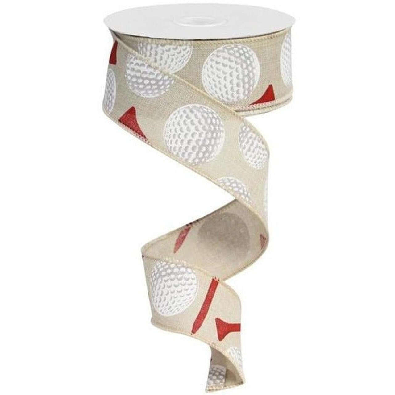 1.5" Royal Canvas Golf Balls & Tee Ribbon: Light Natural (10 Yards)